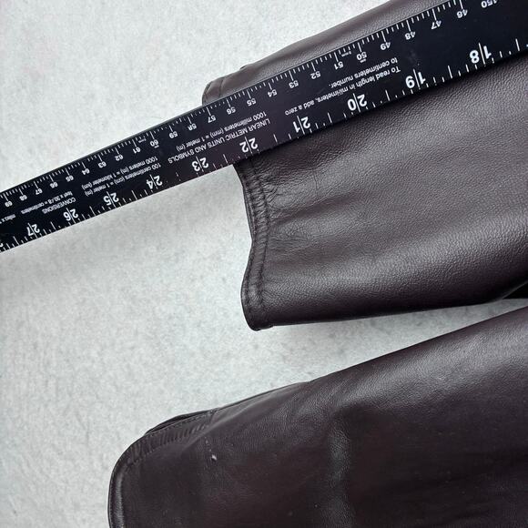 90 Y2K Centigrade Dark Brown Leather Jacket Women 1X Mid Length Satin Lined READ - Picture 14 of 16